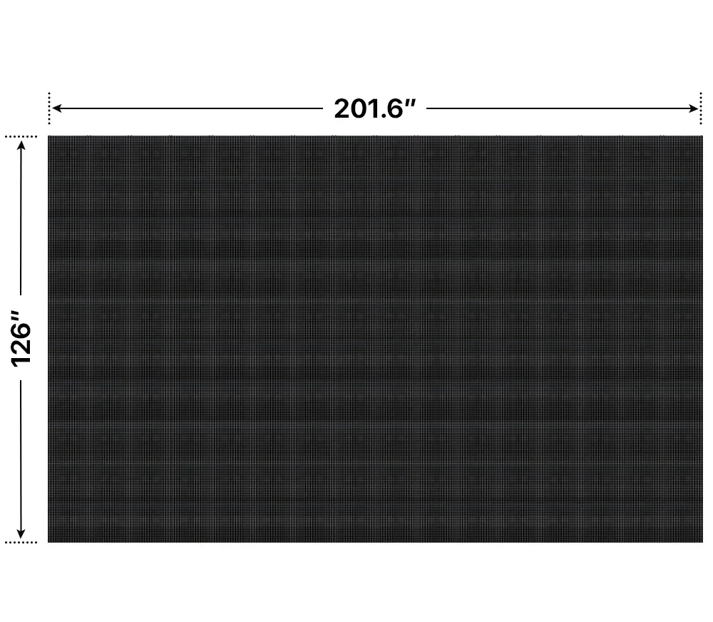Front elevation of a 10x16 LED sign, 201.6″ wide by 126″ tall