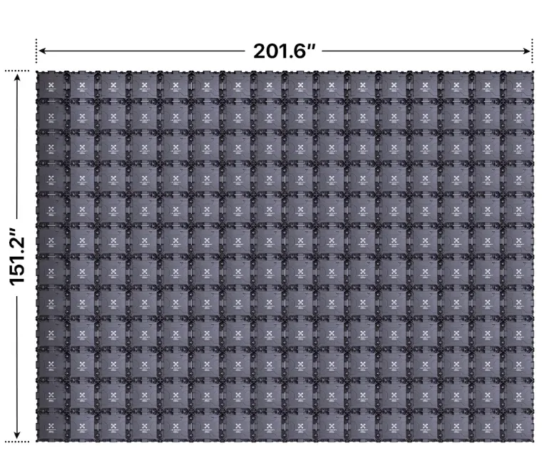 Back elevation of a 12x16 LED sign, 201.6″ wide by 151.2″ tall