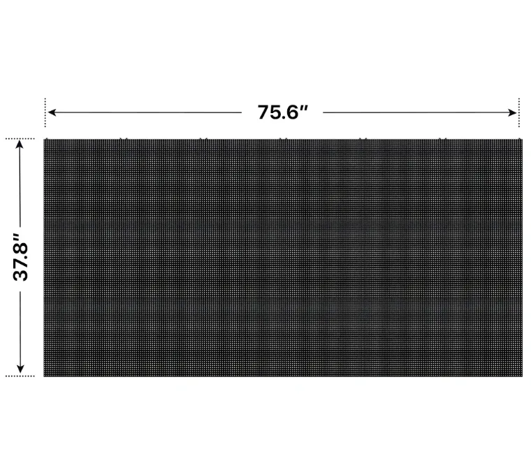 Front elevation of a 3x6 LED sign, 75.6″ wide by 37.8″ tall