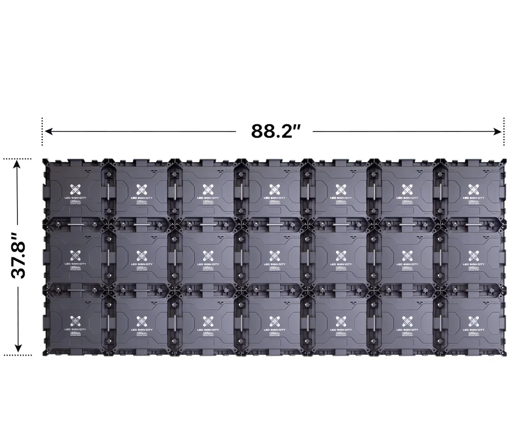 Back elevation of a 3x7 LED sign, 88.2″ wide by 37.8″ tall