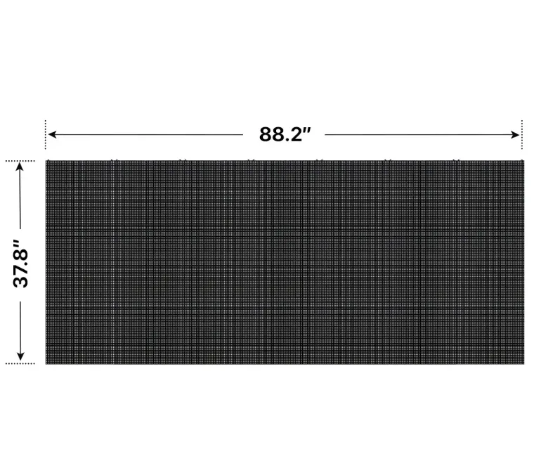 Front elevation of a 3x7 LED sign, 88.2″ wide by 37.8″ tall