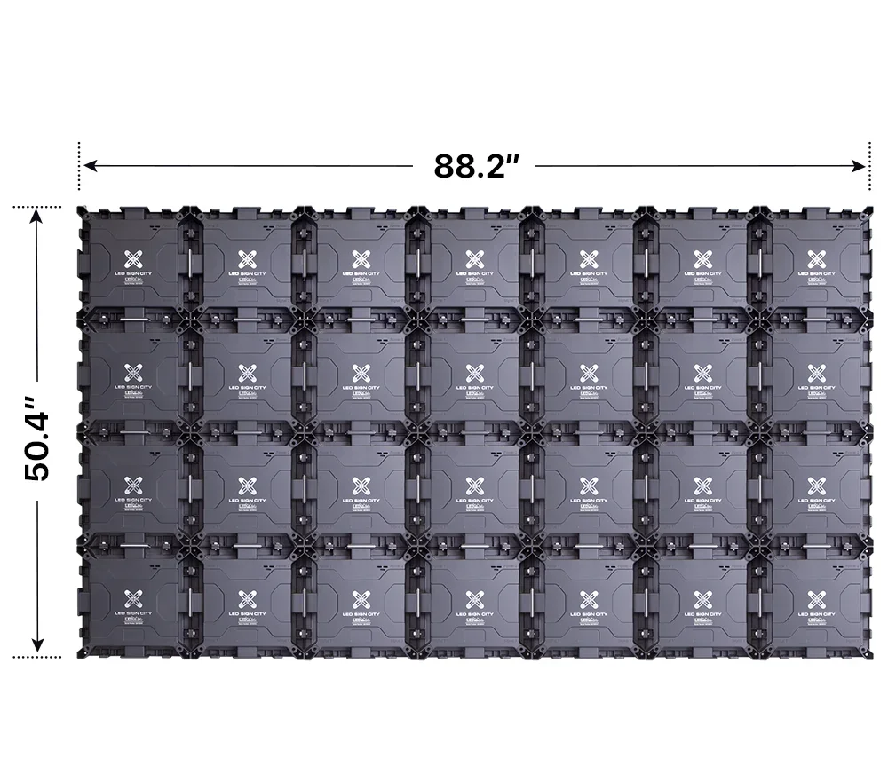 Back elevation of a 4x7 LED sign, 88.2″ wide by 50.4″ tall