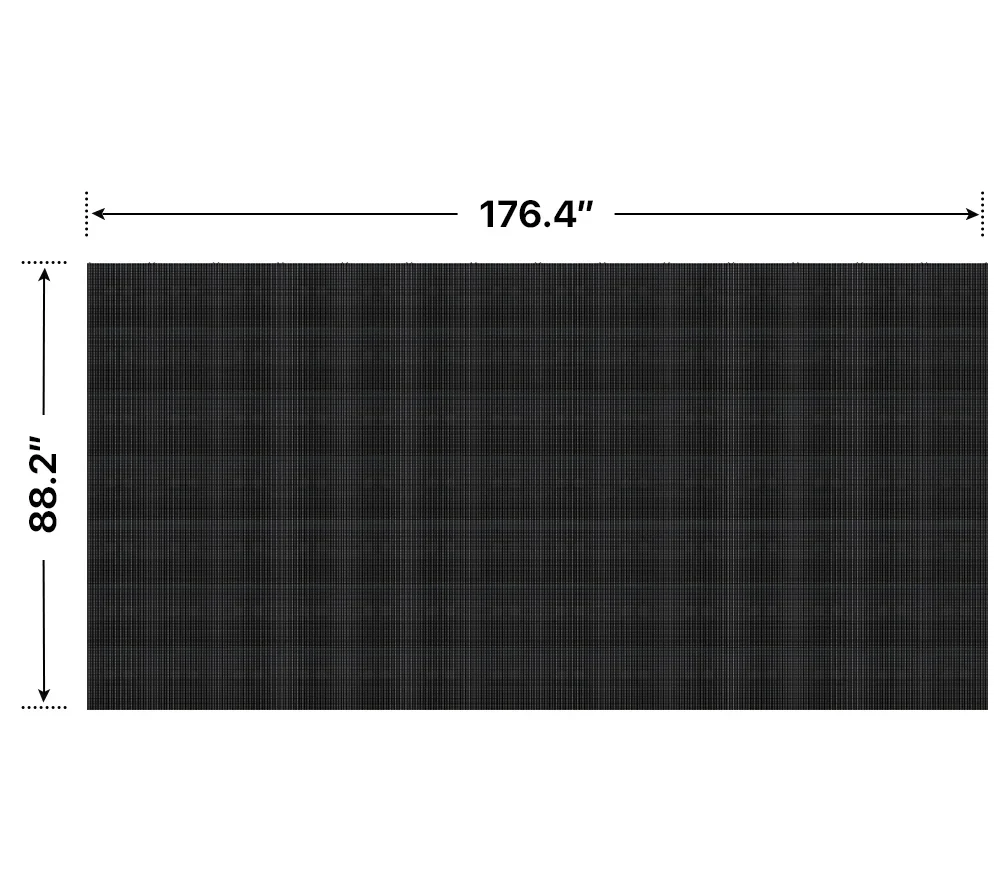 Front elevation of a 7x14 LED sign, 176.4″ wide by 88.2″ tall