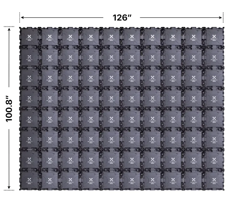 Back elevation of an 8x10 LED sign, 126″ wide by 100.8″ tall
