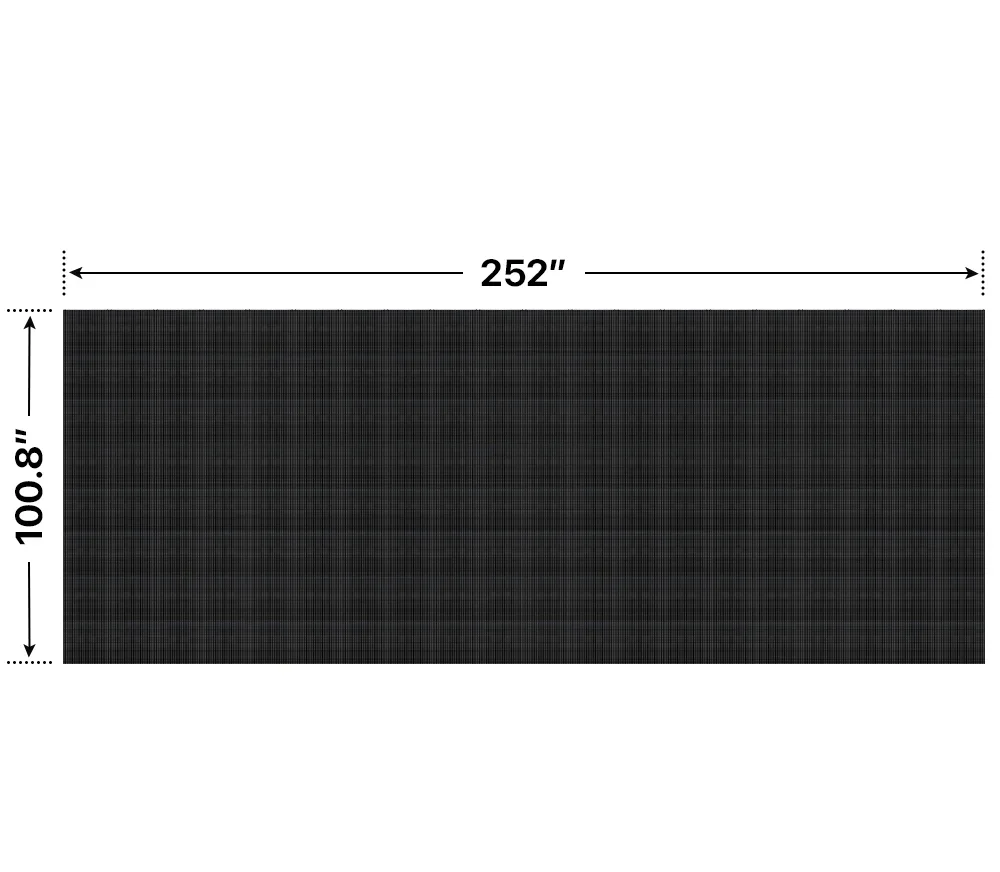 Front elevation of an 8x20 LED sign, 252″ wide by 100.8″ tall
