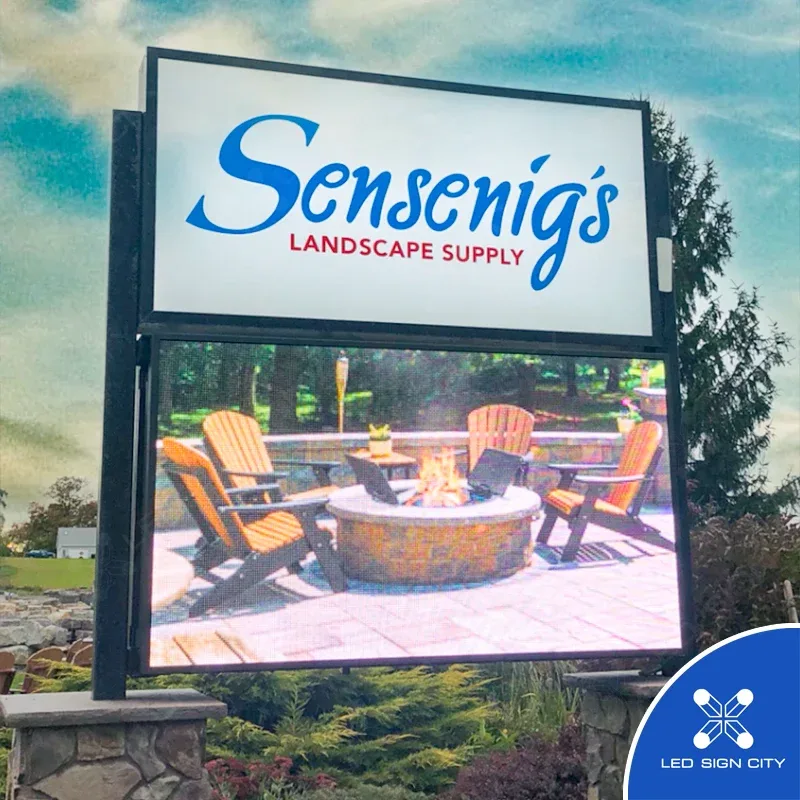 LED sign at Sensenig’s landscape and garden center