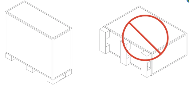 Crate kept upright, never face-down